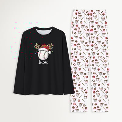 Baseball Christmas Family Matching Pajamas Custom Name
