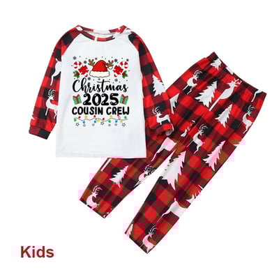 Family Matching Christmas Pajamas 2025 Red Plaid Reindeer Cousin Crew Set