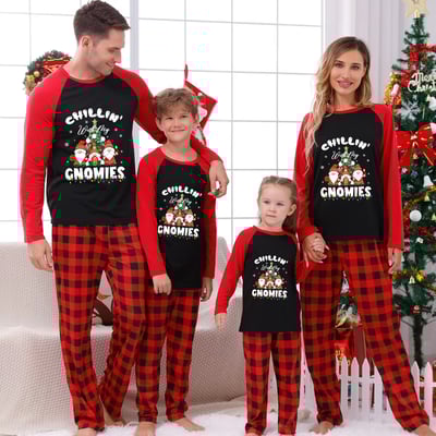 Chillin Gnomes Santa Xmas Family Matching Pajamas
