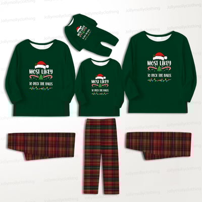 Personalized Christmas Most Likely to Funny Quotes Matching Pajamas 