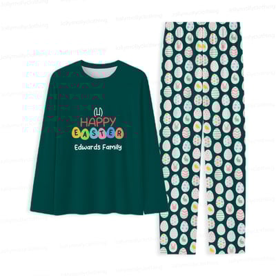 Matching Family and Pet Easter Pajamas Personalized Name Green Set