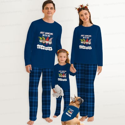 Navy Christmas Gnomies Family Matching Sleepwear Set