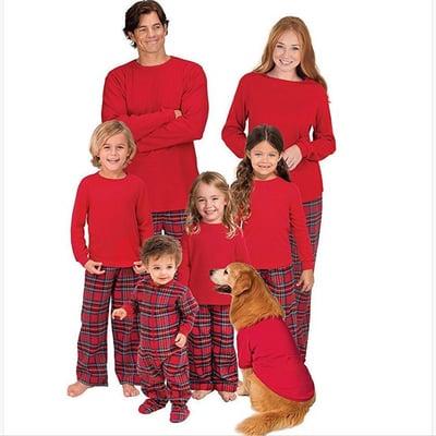 Classic Red Plaid Christmas Family Matching Pajamas Set