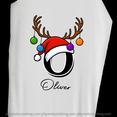 Monogram Custom Name Santa Hat Reindeer Christmas Family