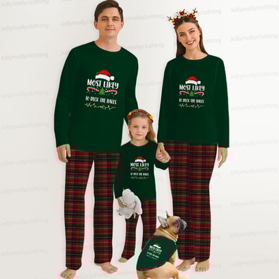 Personalized Christmas Most Likely to Funny Quotes Matching Pajamas 