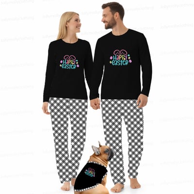 Easter Matching Family and Pet Pajamas Black Long Sleeve Sleepwear