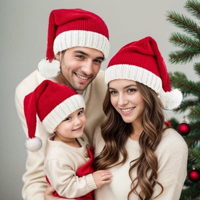 Family Matching Knitted Santa Hat Christmas Beanie