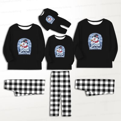Snow Much Fun Snowman Holiday Matching Pajamas for Families and Pets