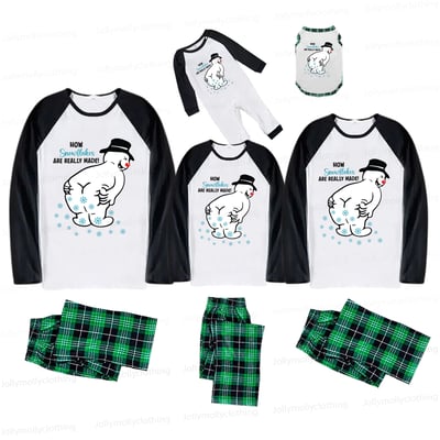 How Snowflakes Are Really Made Matching Family Christmas PJs with Funny Snowman