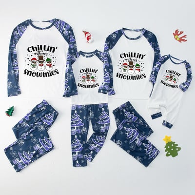 Chillin With My Snowmies Holiday Family PJs Matching Set