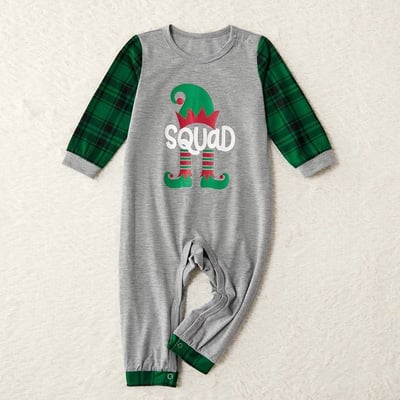 Elf Squad Family Matching Christmas Pajamas Green Plaid Set