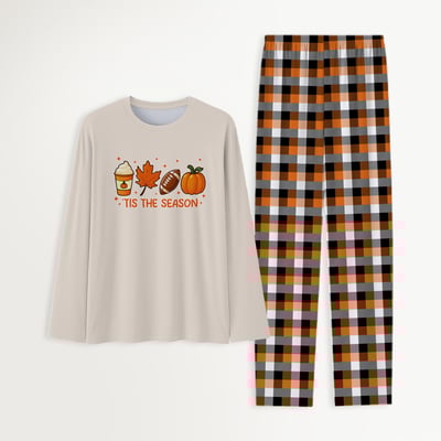 Tis The Season Thanksgiving Football Family Pajamas 