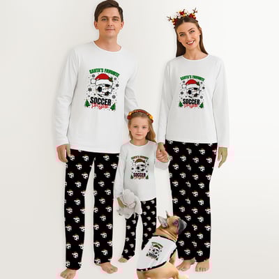 Santa's Favorite Soccer Player Family Matching Christmas Pajamas Set