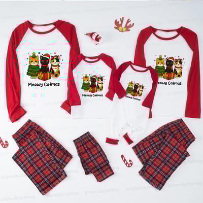 Meowy Catmas Christmas Cat Squad Matching Family Pajama Set