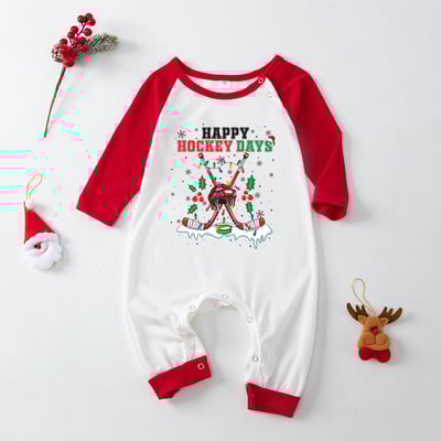 Happy Hockey Days Christmas Family Pajamas Festive Print