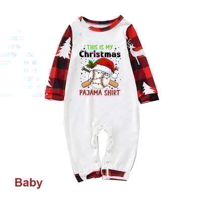 This Is My Christmas Baseball Pajama Family PJs Red Plaid Reindeer