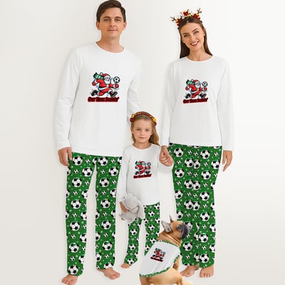 Christmas Pajamas for Family Matching Out Here Scorin Santa Soccer Green Set