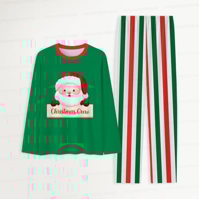 Christmas Crew Green Santa Family Matching Pajama Set