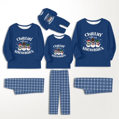 Winter Snowman Loungewear Family  Christmas Matching Set Navy