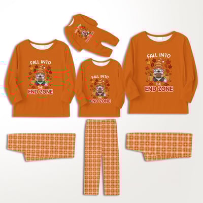 Orange Football Gnome Thanksgiving Family Matching Pajamas