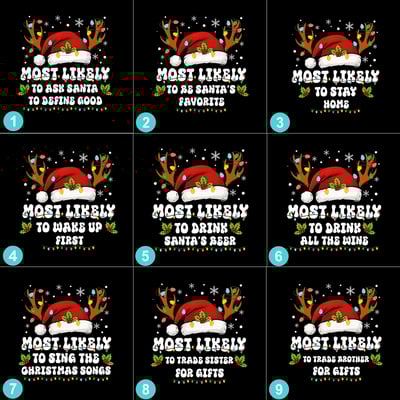 Funny Christmas Quotes Most Likely To Family Matching Pajamas