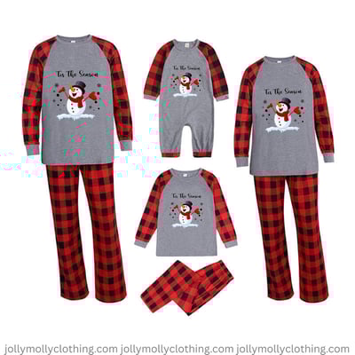 Christmas Snowman Family Matching Pajamas Tis The Season