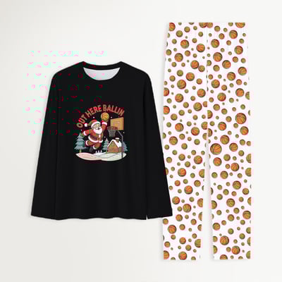 Out Here Ballin Santa Basketball Family Matching Christmas Pajamas Set
