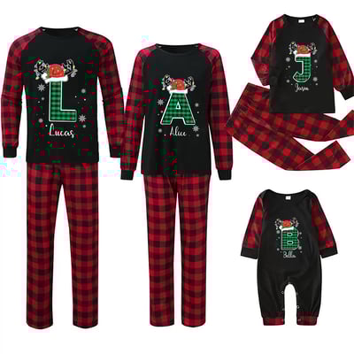 Personalized Christmas Monogram Red Family Matching Pajamas