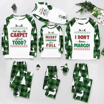 Christmas Vacation Family Matching Pajamas Green Plaid Reindeer Set
