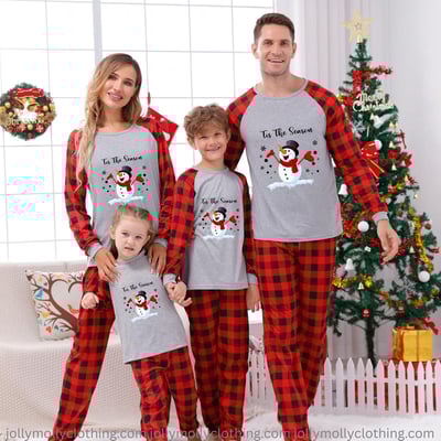 Christmas Snowman Family Matching Pajamas Tis The Season