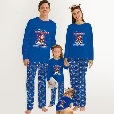 This Is My Christmas Hockey Shirt Family Pajamas Blue