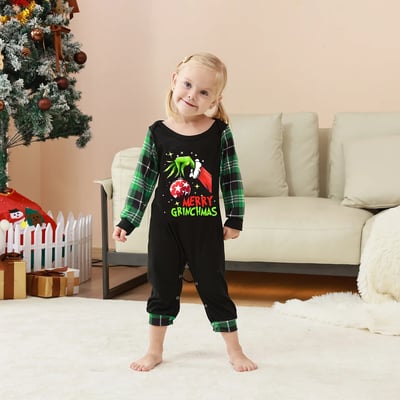 Merry Grinchmas Green Plaid Family Matching Christmas Pajamas