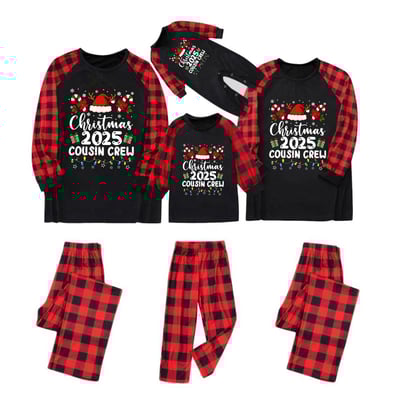 Cousin Crew Christmas PJs for Family and Pet Black & Red Plaid