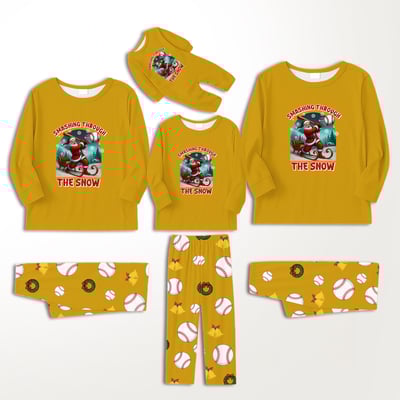 Smashing Through the Snow Baseball Family Matching Christmas Pajamas
