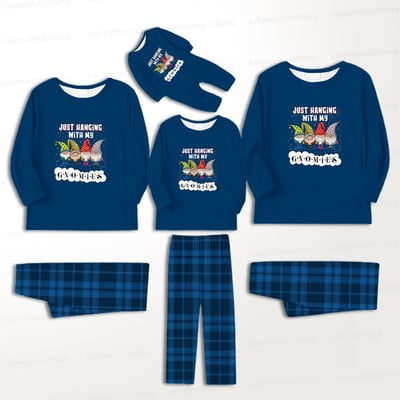 Navy Christmas Gnomies Family Matching Sleepwear Set