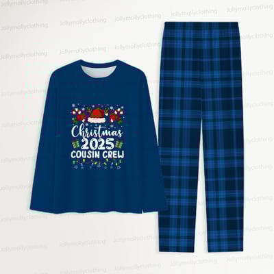 Blue Christmas Cousin Crew Matching Pajamas 2025 – Family & Dog Matching Set