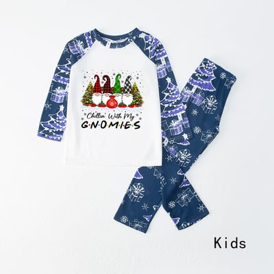 Chillin With My Gnomies Christmas Family Matching Pajamas Navy Blue