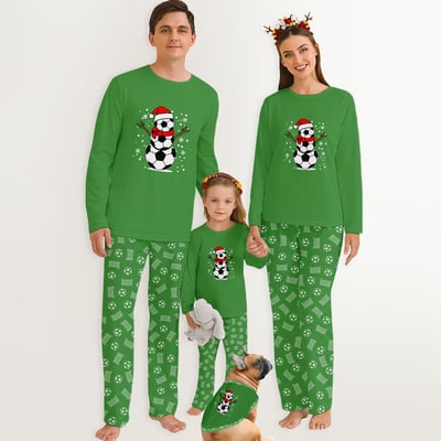 Soccer Snowman Family Christmas Pajamas Matching Holiday PJ Sets