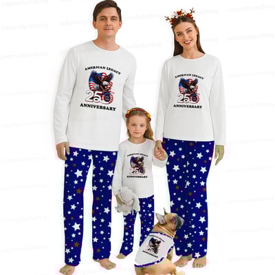 American Legacy 250th Anniversary Matching Family Pajamas Patriotic Stars White Top