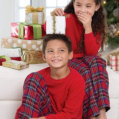 Classic Red Plaid Christmas Family Matching Pajamas Set