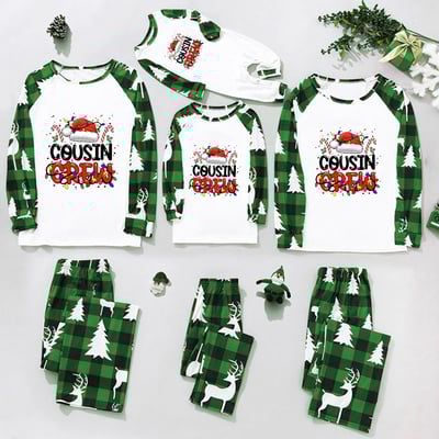 Green Reindeer Cousin Crew Christmas Family Matching Pajamas Set