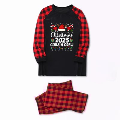 Cousin Crew Christmas PJs for Family and Pet Black & Red Plaid