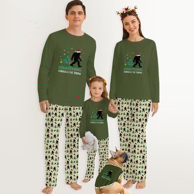 Squatching Through The Snow Bigfoot Family Matching Christmas Pajamas Set