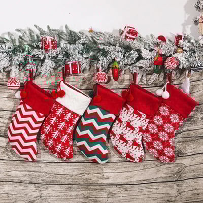 Christmas Tree Ornaments Knitted Woolen Christmas Socks Candy Gift Bag