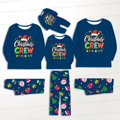 Christmas Crew Navy Blue Matching Pajama Set for Family & Pet