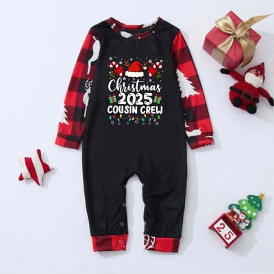 Cousin Crew Family Matching Christmas Pajamas 2025 Black Red