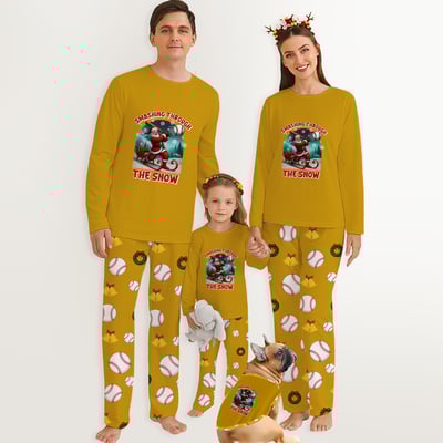 Smashing Through the Snow Baseball Family Matching Christmas Pajamas