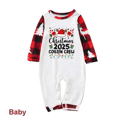 Family Matching Christmas Pajamas 2025 Red Plaid Reindeer Cousin Crew Set