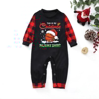 Red Plaid Basketball Christmas Pajama Shirt Matching Family PJs Set"