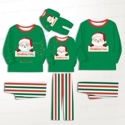 Christmas Crew Green Santa Family Matching Pajama Set
